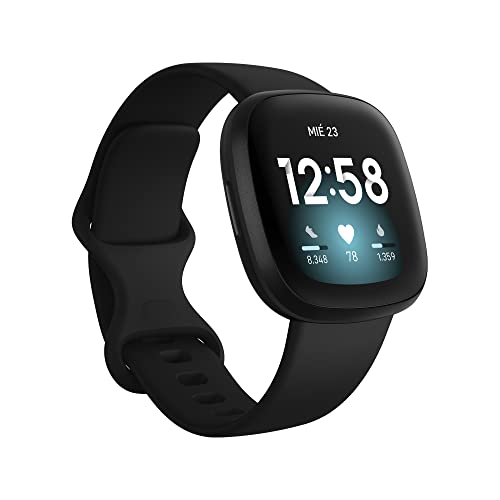 Fitbit Versa 3 - Smartwatch de salud y forma física con GPS integrado, análisis continuo de la frecuencia cardiaca, Alexa integrada y batería de +6 días, Negro