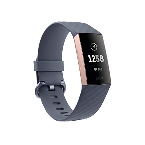 Fitbit Charge 3 Pulsera avanzada de salud y actividad física, Gris Azulado / Aluminio Color Oro Rosa