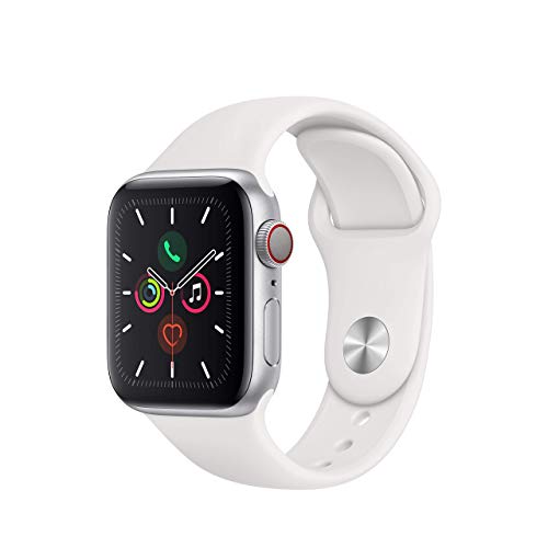 Apple Watch Series 5 (GPS + Cellular, 40 mm) Aluminio en Plata - Correa Deportiva Blanco