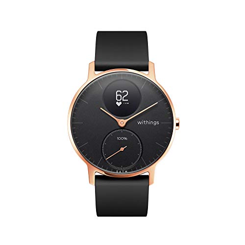 Nokia health Steel HR Rose Gold Reloj Conectado, Unisex Adulto, Silicona Negro, 36mm