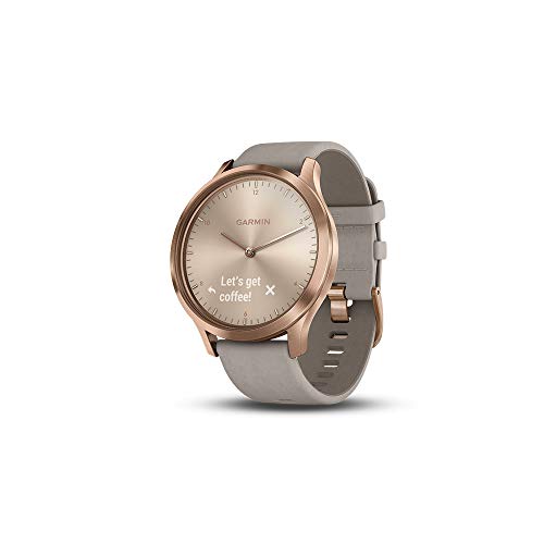 Garmin Vivomove HR Premium Hybrid Smartwatch Rose Gold with Grey Suede Band 010-01850-09