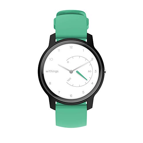 Withings Move Actividad-Seguimiento de Pasos, Calorías y Sueño-Reloj Resistente al Agua, GPS Conectado y Cronómetro, Unisex-Adulto, White, Black & Mint, 38 mm