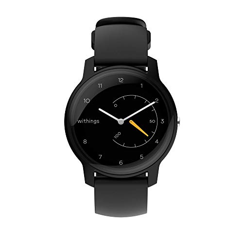 Withings Move Actividad-Seguimiento de Pasos, calorías y sueño-Reloj Resistente al Agua, GPS Conectado y cronómetro, Unisex-Adult, Black & Yellow-Silicone Wristband, 38mm