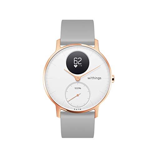 Nokia health Steel HR Rose Gold Reloj Conectado, Unisex Adulto, Silicona Gris, 36mm