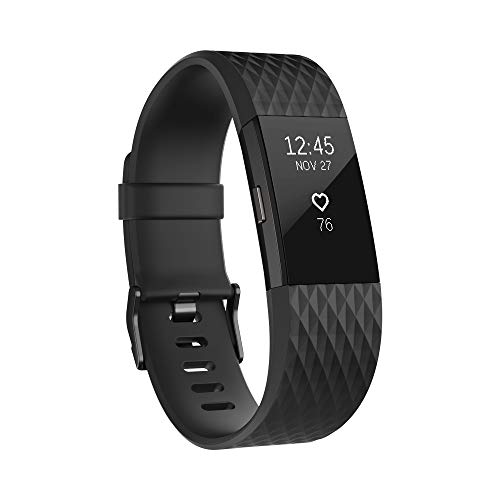 Fitbit Charge 2 Pulsera de Actividad física y Ritmo cardiaco, Unisex Adulto, Negro/Gris Plomo, S