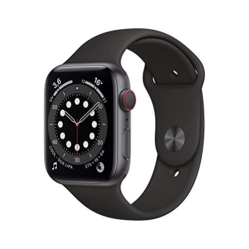 Apple Watch Series 6 (GPS + Cellular, 44 mm) Caja de Aluminio en Gris Espacial - Correa Deportiva Negra