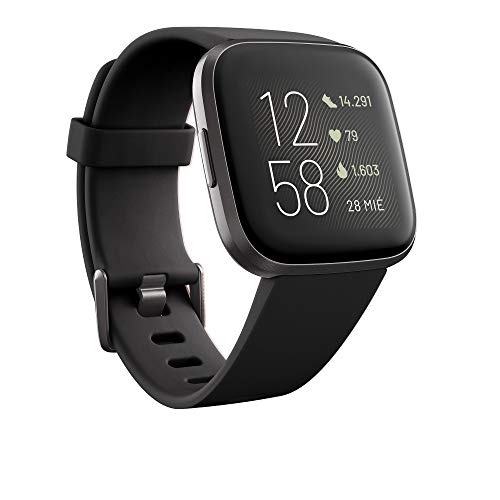 Fitbit Versa 2, el smartwatch que te ayuda a mejorar la salud y la forma física, y que incorpora control por voz, puntuación del sueño y música, Negro/carbón - Amazon Alexa Integrada