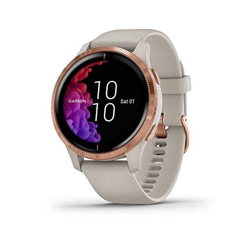Garmin Venu Reloj Inteligente(GPS, Ecran AMOLED, Garmin PayTM, Musica ), Rosa Dorado, 43 mm