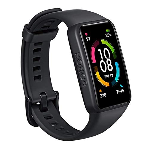 HONOR Band 6 Pulsera Inteligente 1.47"AMOLED Pantalla táctil Completa SpO2 Frecuencia cardíaca Sueño Natación Estrés Rastreador de Actividad 5ATM Impermeable, Negro