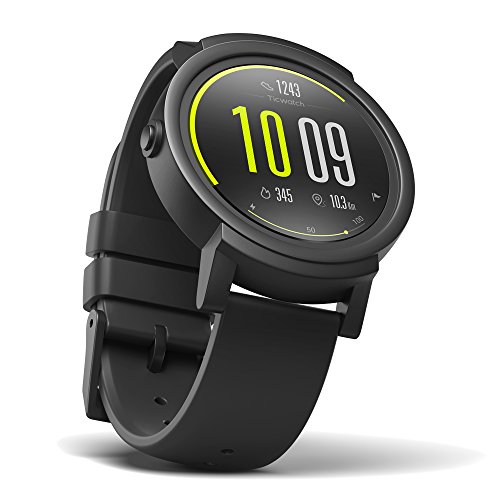 Ticwatch E Express - Reloj inteligente con pantalla táctil OLED, resistente al agua y compatible con iOS y Android, sistema Android Wear 2.0, color negro