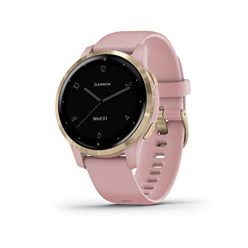 Garmin vívoactive 4S - Reloj Inteligente con GPS y Funciones de Control de la Salud Durante Todo el día, Color Rosa de Polvo/Oro Claro 010-02172-32