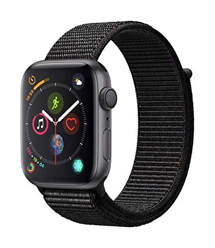Apple Watch Series 4 (GPS) con caja de 44 mm de aluminio en gris espacial y correa Loop deportiva negra