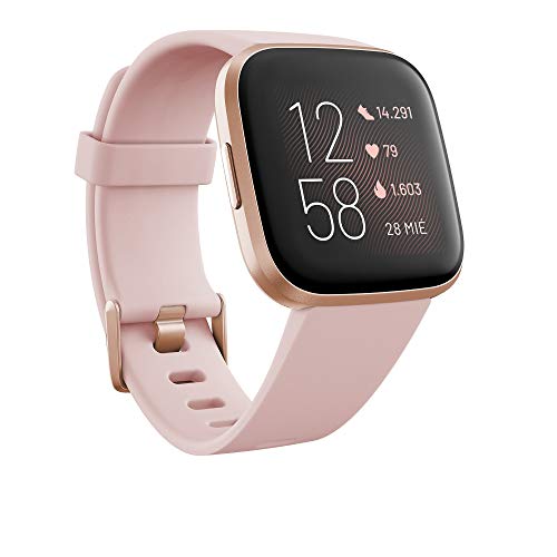 Fitbit Versa 2, el smartwatch que te ayuda a mejorar la salud y la forma física, y que incorpora control por voz, puntuación del sueño y música, Rosa pétalo/rosa cobrizo - Amazon Alexa Integrada