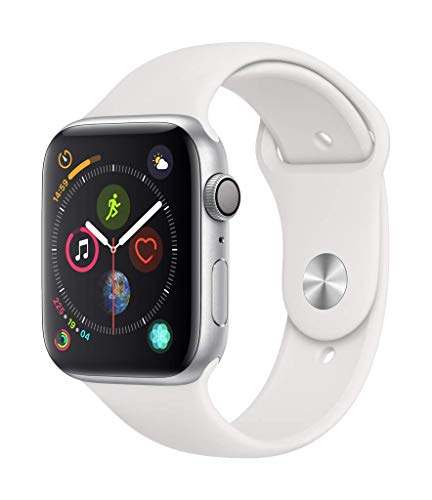 Apple Watch Series 4 (GPS) con caja de 44 mm de aluminio en plata y correa deportiva blanca