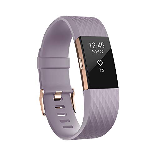 Fitbit Charge 2 Edición Especial - Pulsera de Actividad Física y Ritmo Cardiaco, Unisex Adulto, Lavanda / Oro Rosa, S