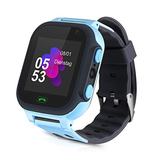 Openuye Niños Smartwatch, Smartwatch Phone con rastreador LBS, SOS, Pantalla táctil LED de 1,44 Pulgadas con cámara, Llamadas SIM, Despertador para niños y niñas, Compatible con iOS y Android(Azul)