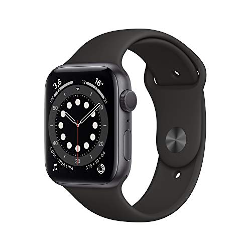 Apple Watch Series 6 (GPS, 44 mm) Caja de aluminio en gris espacial - Correa deportiva negra