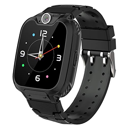 Smartwatch para Niños, Kids Smartwatch Teléfono SOS Reloj de Cámara, Regalo para Niño Teléfono Cámara de Llamada, Juegos, Grabadora, Alarma Regalo de Cumpleaños para Niños de 3-12 Años (negro)