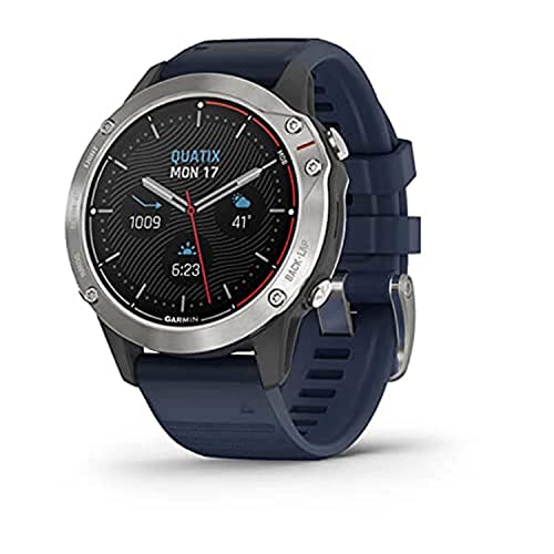 Garmin Quatix 6 Gray Silicone Strap Captain Blue 010-02158-91
