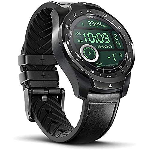 Ticwatch Smartwatch Pro 1GB RAM, Pantalla en Capas para Larga duración de la batería, NFC, 24H frecuencia cardíaca, GPS, Seguimiento del sueño, Música, IP68 Compatible con Android iOS