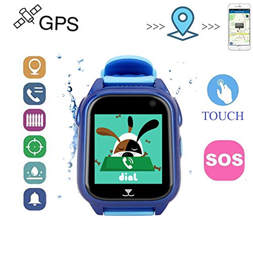 Relojes Ninos GPS con Posicionamiento de La Estación Base GPS + LBS Relojes Inteligentes Alarma de Emergencia SOS Smartwatch Niños IP67 Reloj Smartwatch Niños con Cámara y Album de Fotos Pulsera de Actividad Inteligente Despertador (Azul)