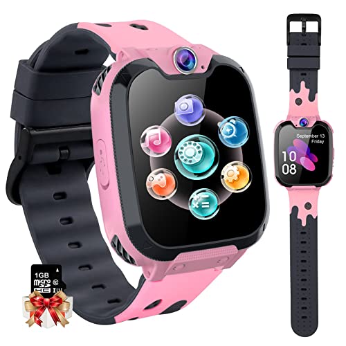 Smart Watch Niños Telefono Estudiante, Realiza Llamadas Mp3 Musica Reloj Infantil Reloj Digital Reloj Despertador Siete juegos Matemáticos Reloj Inteligente para de Edad 3-12 Niño Regalo (Rosa)