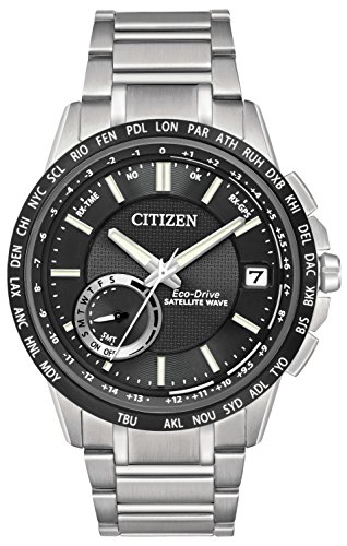 Citizen Satellite Tiempo de Wave-World GPS Reloj de Hombre de Cuarzo con Negro Esfera analógica Pantalla y Plata Pulsera de Acero Inoxidable CC3005 – 85E