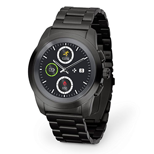MyKronoz ZeTime Elite Reloj Inteligente híbrido con Agujas mecánicas sobre una Pantalla a Color táctil – Regular Cepillado Negro/Metal Link