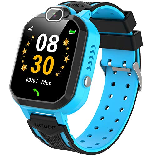 Reloj Inteligente para niños Kids Smartwatch para niños Niñas Juego de teléfono Smart Watch para niños Niños Reproductor de música Cámara Reloj Despertador Regalo de cumpleaños (Azul)